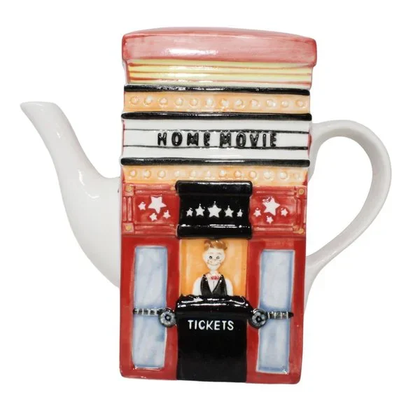 Vintage Design Studio Home Movie Popcorn Porcelain Multicolored 4 Cup Teapot - Picture 2 of 6